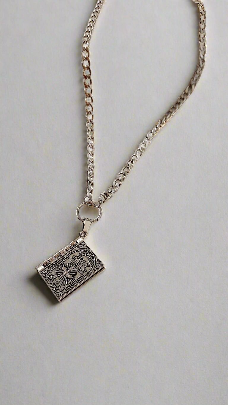 Stainless Steel Bible Pendant Neck Choker / Necklace