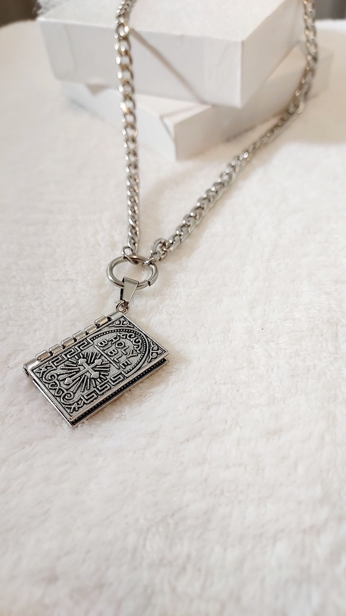 Stainless Steel Bible Pendant Neck Choker / Necklace