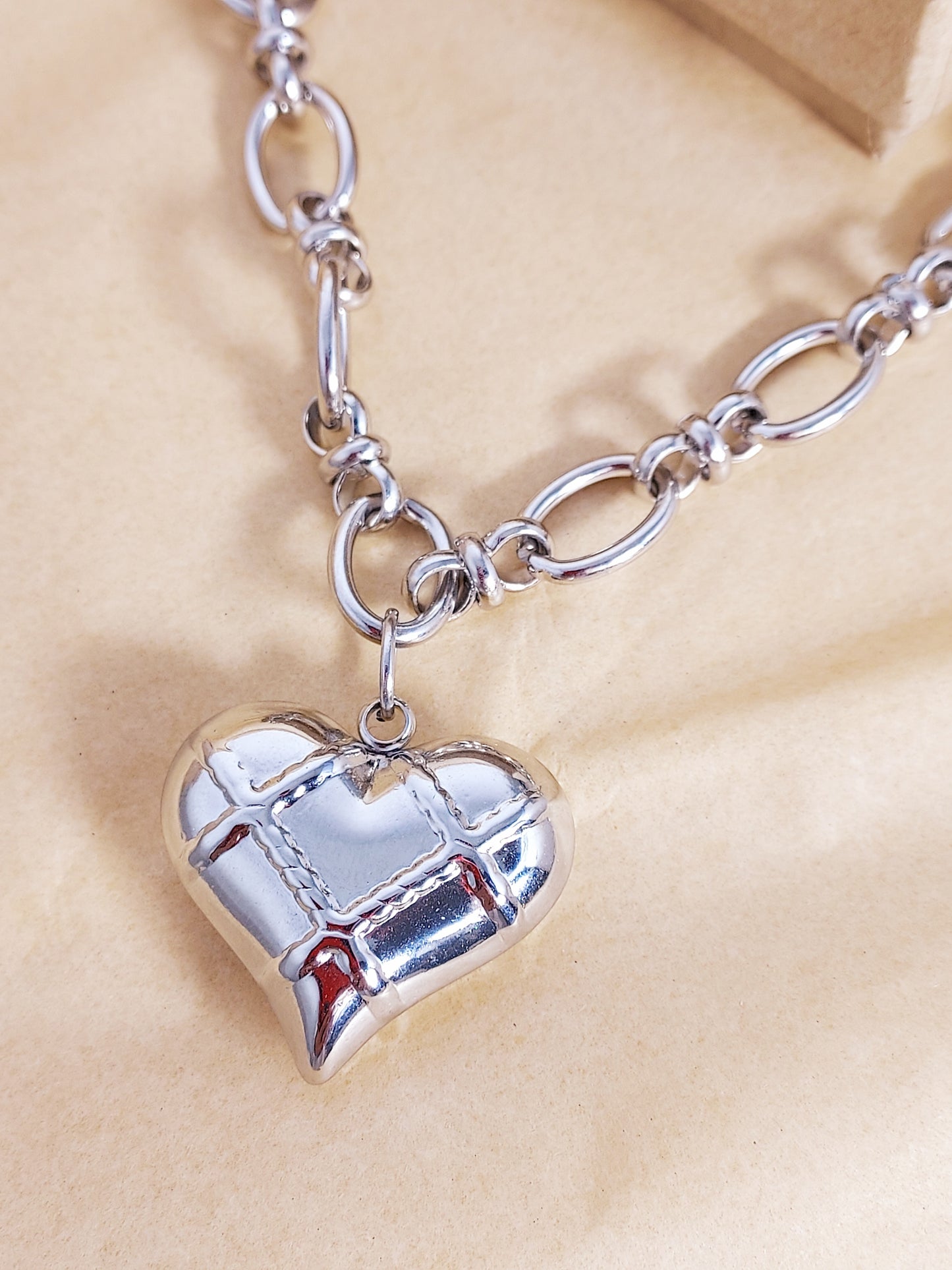 Stainless Steel Heart Pendant Neck Choker Necklace