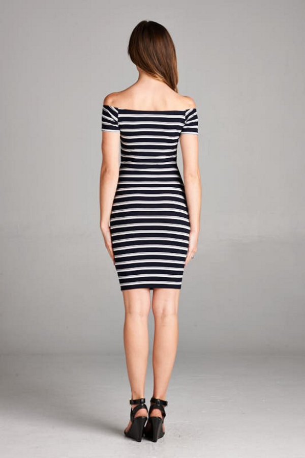 Off Shoulder Striped Dress