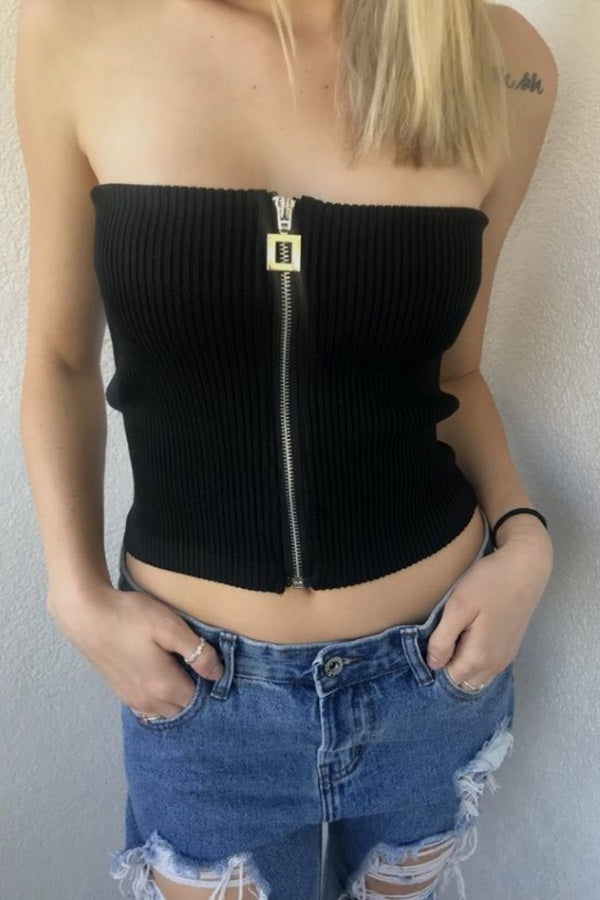 Zipper Up Tube Top