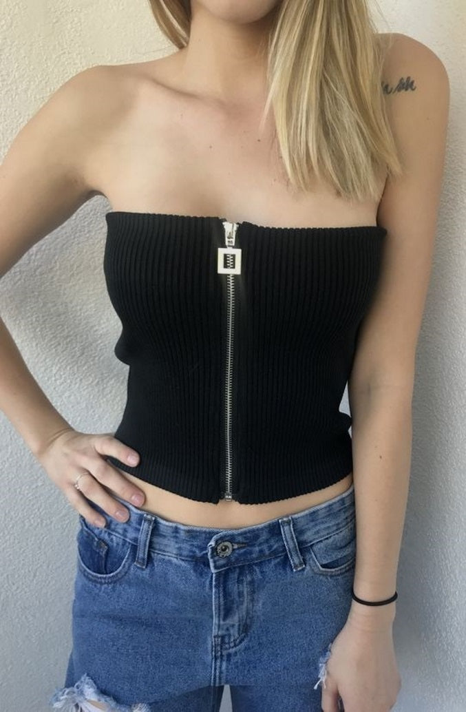 Zipper Up Tube Top