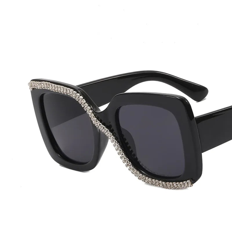 S-shaped Inlaid Diamond Sunglasses