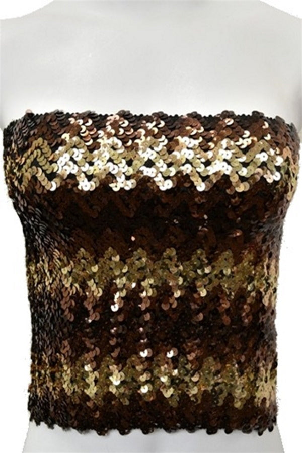 Zig Zag Sequin Tube Top