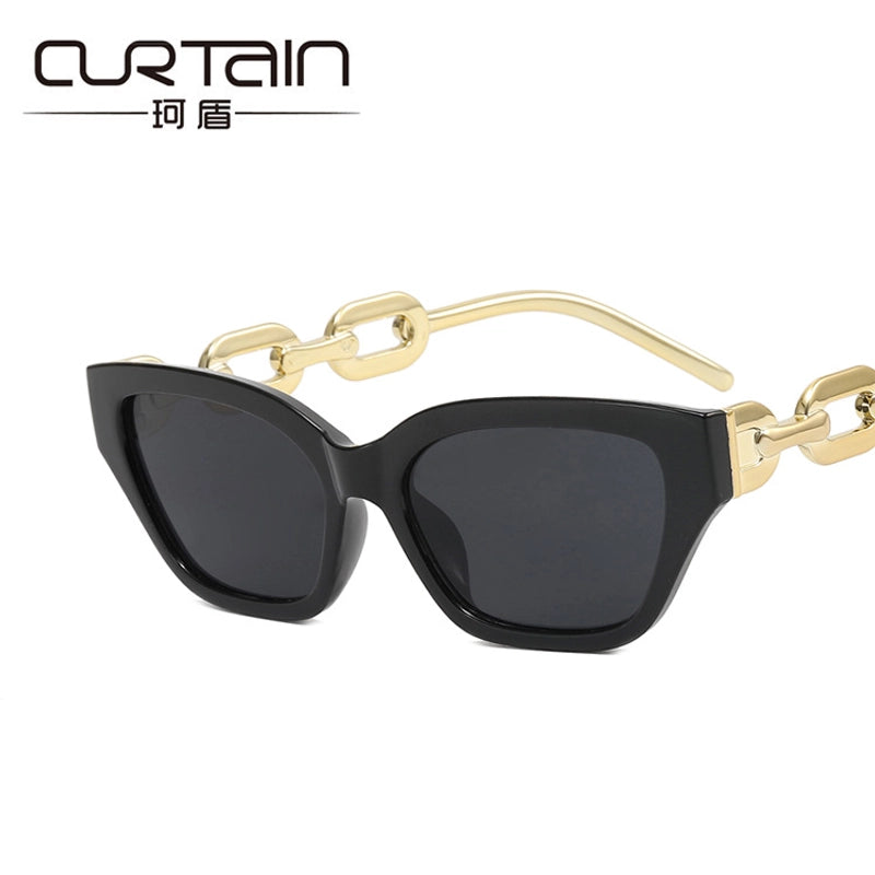 Metal Chain-Leg Cat Eye Sunglasses