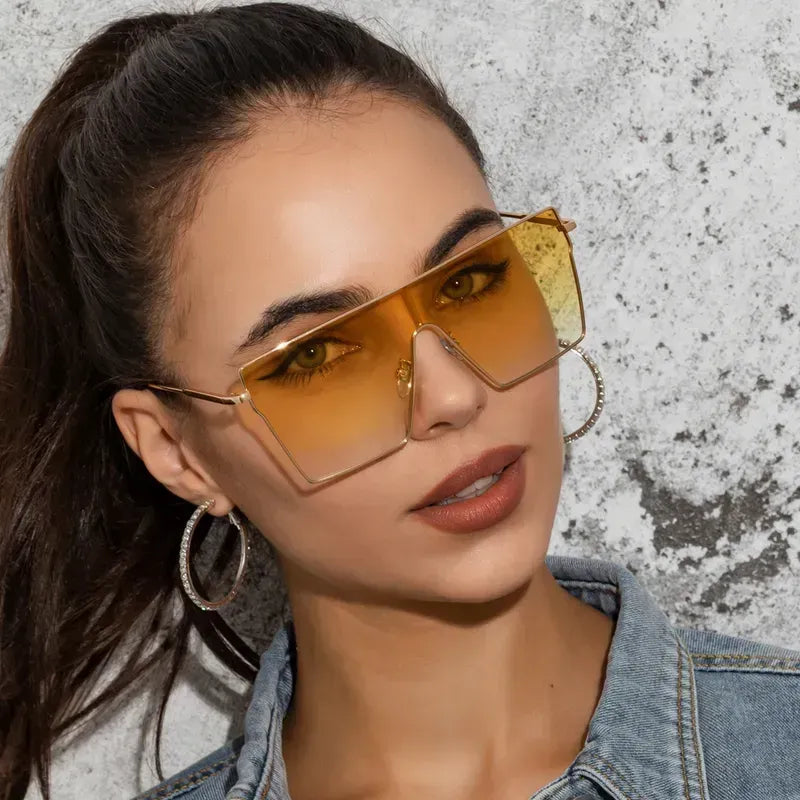 Large Yellow Square Sunglasses