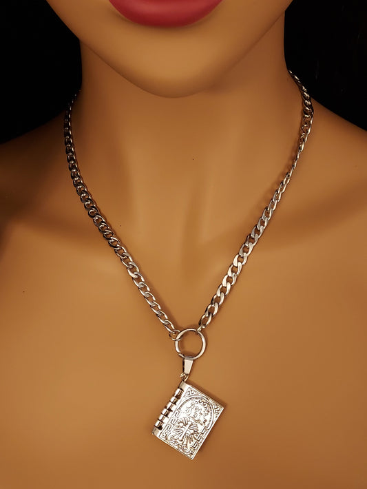 Stainless Steel Bible Pendant Neck Choker / Necklace