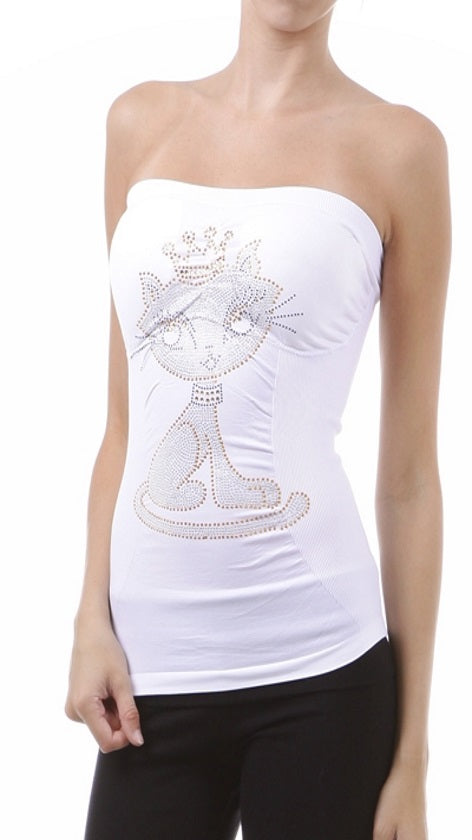 Kitty Rhinestone Tube Top