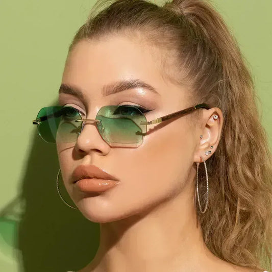 Rimless Green Sunglasses
