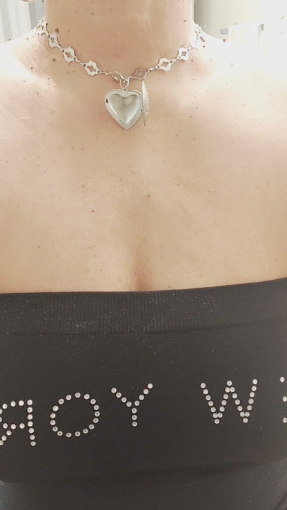 Stainless Steel Lips & Heart  Neck Choker
